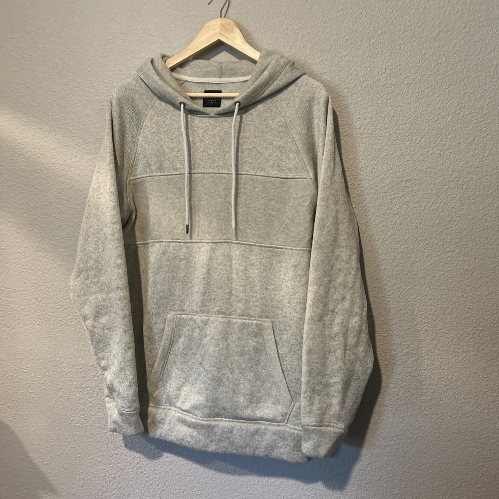 CALIVILLE Men's Mixed Fabric LIGHT GRAY Fleece Hoodie SIZE LARGE